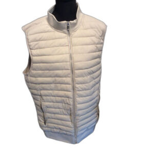 New NWT Tahari Soft Quilted Sleeveless Zip Front Vest Tan Cement XXL Puffed